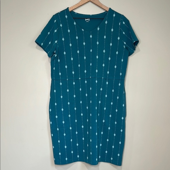 Duluth Trading Co Teal Patterned Dress Womens Large - Picture 1 of 7